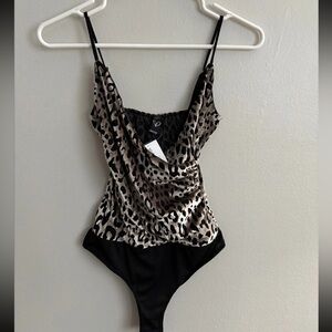 NWT velvet leopard bodysuit